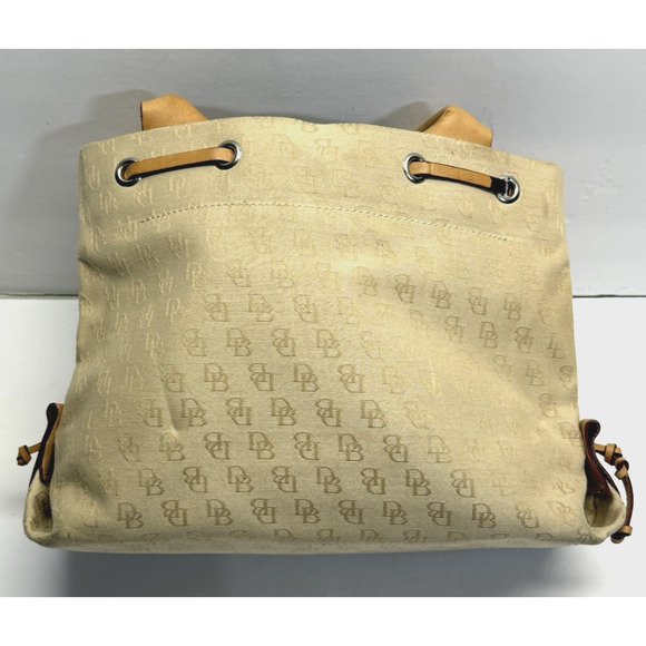 Dooney & Bourke Mini Tassel Tote Monogram Canvas Leather Trim H538QBO Beige - Picture 3 of 11